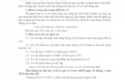 Thư mời báo giá số 1113